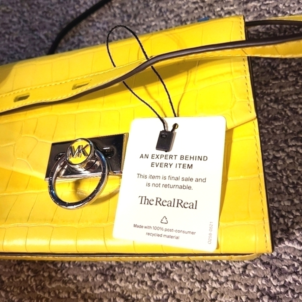 MICHAEL KORS HENDRIX SHOULDER FLAP BAG YELLOW CROC GENUINE LEATHER CROSSBODY - Picture 15 of 15